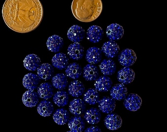 10 mm kungblå Shambala Pave Strass, Kristall Diamantlera, Pave Pärlor, Bling Pärlor, Strass Pave Pärlor, Shambala Kulor, Blå Pärlor