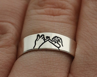 Pinky Swear Minimalist Stacking Ring | Pinky Promise Ring | Best Friend Birthday Gifts | Dainty Silver Ring | I Swear | Valentines Day Gifts