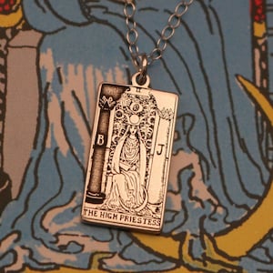 The High Priestess Tarot Card Necklace | Best Friend Birthday Gift | Tarot Card Necklace | Celestial Mystic Jewelry | Dainty Witch Necklace