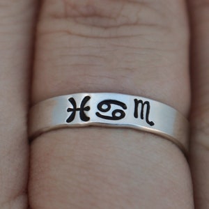Dainty Big Three Zodiac Stacking Ring | Big 3 Ring | Sun Moon Rising Sign Ring | Custom Astrological Jewelry | Constellation Horoscope Ring