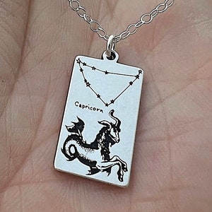 Capricorn Dainty Zodiac Sign Sterling Silver Charm Necklace | Best Friend Birthday | Capricorn Necklace | Celestial Mystic Constellation