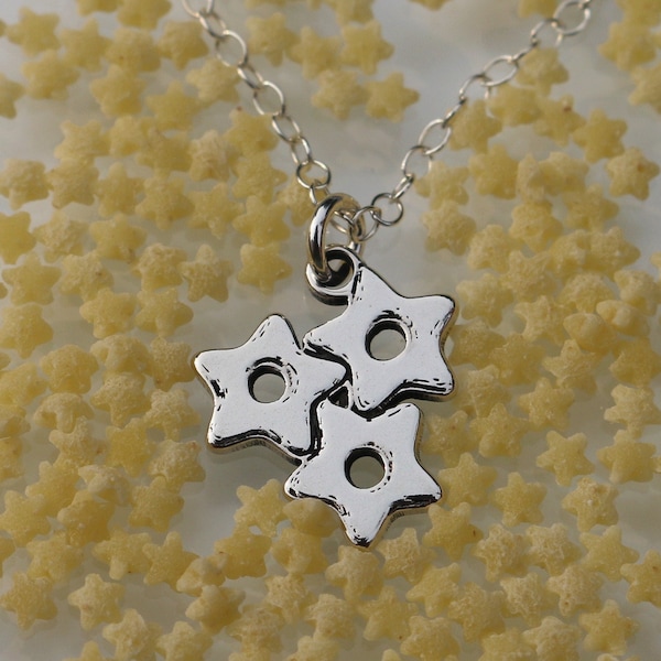 Pasta Halskette | Sterling Silber Charm, Stelline Pasta Schmuck