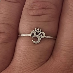 Sterling Silver Om Symbol Ring | Dainty Stacking Yoga Jewelry