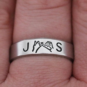 Custom Initials Pinky Swear Minimalist Stacking Ring | Pinky Promise Ring | Best Friend Birthday Gifts | Friendship Ring | Couple Ring