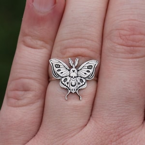 Death Head Moth Ring | Hawk Moth Ring | Gothic Horror Jewelry | Goth Occult Best Friend Birthday Gift | Halloween Jewelry | Emo Punk Jewelry