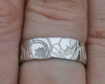 Poppy Ring | August Birth Flower | California Poppies Flower Jewelry | Best Friend Birthday Gift | Poppy Flower Ring | Poppy Jewelry for Her