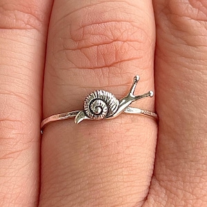 Snail Stacking Ring | Dainty Woodland Jewelry | Cottagecore Nature Ring for Gardeners & Snail Lovers | Minimalist Animal Ring | Unique Snail