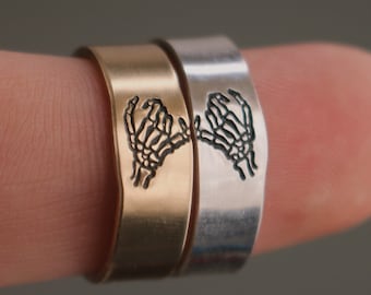 Skeleton Pinky Swear Ring Set, Gold Filled, Fine Silver, Adjustable