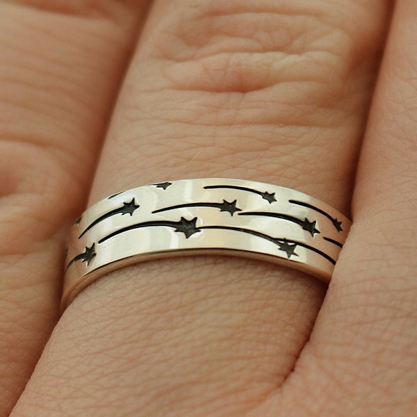 Shooting Stars Ring | Solar System Jewelry | Star Ring | Best Friend Birthday Gift | Space Lover Jewelry | Celestial Ring | Astrology