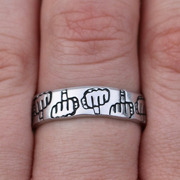 Middle Finger Ring | Best Friend Birthday Gift | Flip The Bird Ring | Fuck Jewelry | Fuck Ring | Funny Middle Finger Jewelry | F Off Ring