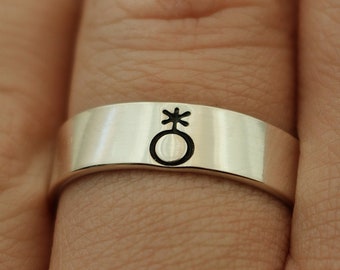 Hand Stamped Non-Binary Symbol Ring | Sterling Silver Pride Jewelry