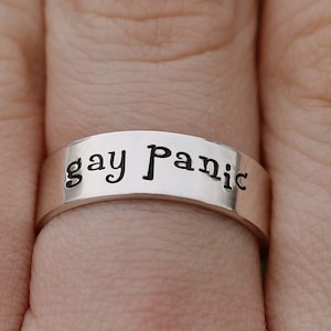 Gay Panic Ring | Gay Pride Jewelry | LGBTQ Friend Gift | Pride Jewelry | LGBTQ+ Pride Ring | Funny Gay Jewelry | Sarcastic Gay Gift