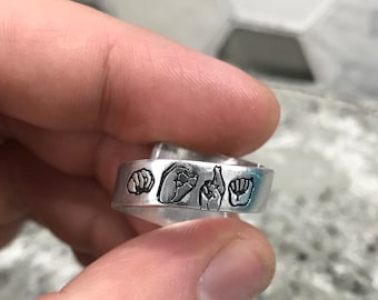 ASL Custom Name Stacking Wrap Ring | American Sign Language Gift | ASL Fingerspelling | Name Sign Jewelry | Finger Alphabet | Interpret