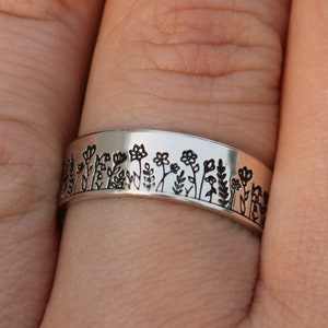 Wildflower Field Ring | Hippie Boho Ring | Floral Stacking Ring | Best Friend Birthday Gift | Wild Flower Ring | Floral Jewelry for Her