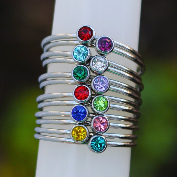 Birthstone Ring | Family Birthstone Stack | Stackable Rings | Kids Gift for Mom | Birth Month Stacking Ring | Best Friend Birthday Gift