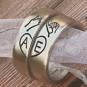 Friendship Rings | Matching 2 Ring Custom Initials Pinky Swear Heart Ring Set | Pinky Promise Ring | Best Friend Gift | Couples Rings