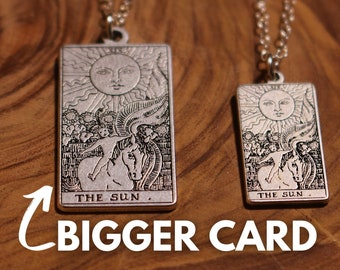 22 CARDS: Large Tarot Card Necklace | Best Friend Birthday Gift | Sterling Silver Tarot Card Necklace | Celestial Mystic Witch Jewelry