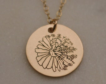 Gold Filled Wildflower Daisy Necklace | Hand-Stamped Floral Charm