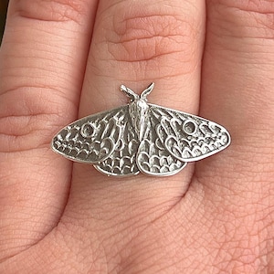 Moth Statement Ring | Bold Nature Inspired Jewelry | Large Detailed Insect Ring for Witchy Gothic Lovers | Unique Woodland Style Gift