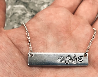 ASL Name Bar Necklace | American Sign Language Gift | ASL Fingerspelling | Sign Jewelry | Name Sign Jewelry | Finger Alphabet | Interpret