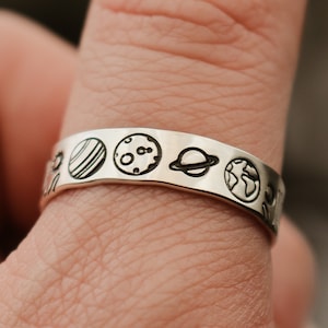 Solar System Ring | Planets Jewelry | Sun and Moon Ring | Best Friend Birthday Gift | Space Lover Jewelry | Celestial Ring | Astronomical