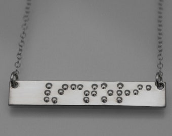 Braille Name Necklace | Braille Gift | Necklace for Visually Impaired | Braille Jewelry | Embossed Braille Jewelry | Braille Bar Necklace