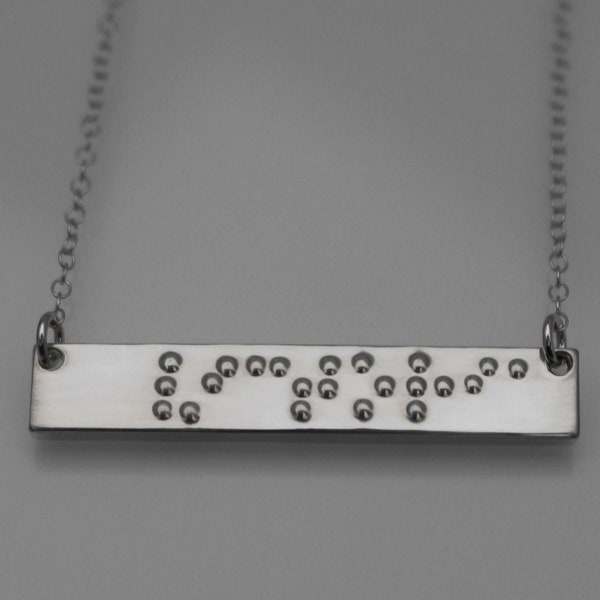 Collier prénom braille | Cadeau Braille | Collier pour malvoyant | Bijoux Braille | Bijoux en braille en relief | Collier Barre Braille