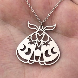 Moon Phase Moth Necklace | Best Friend Birthday Gift | Luna Moth Necklace | Cute Moth Jewelry | Unique Luna Moth | Halloween Jewelry