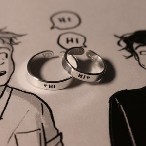 Set di anelli "Hi" in argento sterling / Gioielli LGBTQ Pride