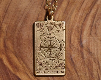 Wheel of Fortune Tarot Card Necklace | Gold Filled Charm