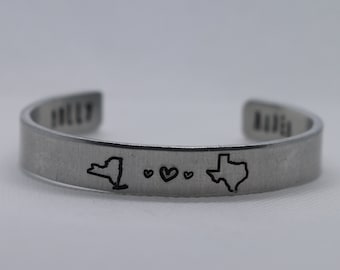 State Stamped Aluminum Bangle | Long Distance Gift
