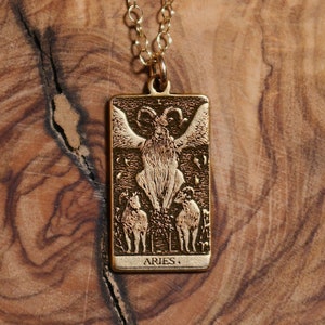 Aries The Devil / Tarot Card Inspired Zodiac Necklace / Best Friend Gift / The Devil Tarot Card Necklace / Celestial Mystic Gold Jewelry