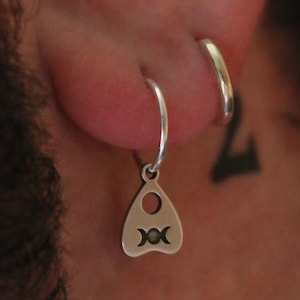 Planchette Hoop Earring - Sterling Silver | Best Friend Birthdayn| Mystic Pagan Jewelry | Wiccan Protection Talisman | Witchcore Jewelry
