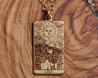 Leo Zodiac Tarot Card Necklace | Gold Filled Celestial Jewelry