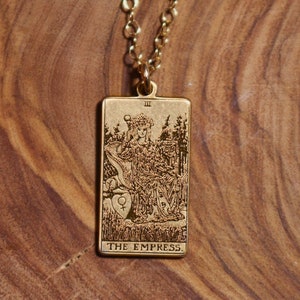 The Empress Gold Tarot Card Necklace | Best Friend Birthday Gift | Empress Tarot Card | Celestial Mystic Jewelry | Gold Witch Necklace