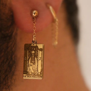 22 KAARTEN: sierlijke tarotkaart gold filled hangoorbellen | Cadeau beste vriend | Statementoorbellen | Tarotkaartoorbellen | Mystieke sieraden
