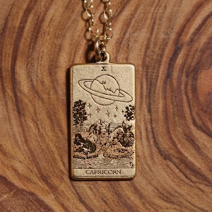 Steenbok De Maan | Tarotkaart Geïnspireerde Dierenriem Ketting | Beste Vriend Cadeau | De Maan Tarot Kaart Ketting | Hemelse Occulte Gouden Sieraden