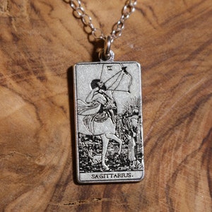 Sagitario Muerte / Tarot Carta Inspirada Collar Zodiacal / Mejor Amigo Cumpleaños / Tarot Card Collar / Celestial Mystic Sterling Jewelry