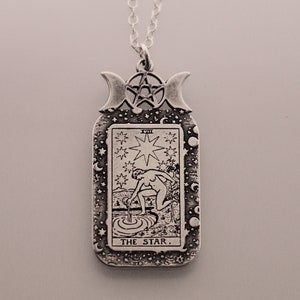 The Star Tarot Card Necklace | Best Friend Birthday Gift | Tarot Card Necklace | Celestial Triple Moon Goddess Jewelry | Witch Necklace