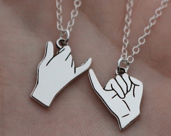 Pinky Promise Sterling Silver Necklace Set | Best Friend Jewelry