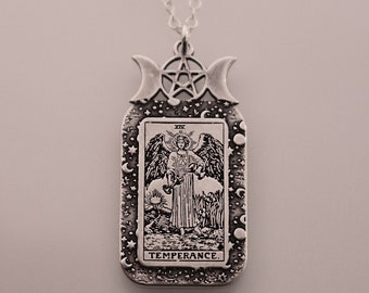 Temperance Tarot Card Necklace | Sterling Silver Celestial Witch Jewelry