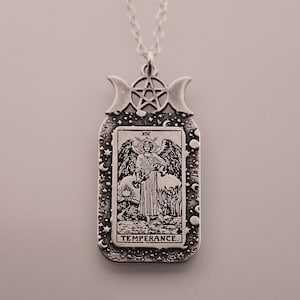 Temperance Tarot Card Necklace | Best Friend Birthday Gift | Tarot Card Necklace | Celestial Triple Moon Goddess Jewelry | Witch Necklace