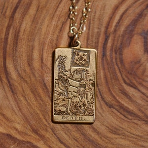 Death Gold Tarot Card Necklace | Best Friend Birthday Gift | Death Tarot Card | Celestial Mystic Jewelry | Witch Necklace | Gold Tarot