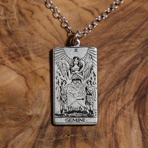 Zwillinge Die Liebenden | Tarot Karte Inspirierte Sternzeichen Halskette | Beste Freundin Geburtstag | Tarot Karte Halskette | Celestial Mystic Sterling Schmuck