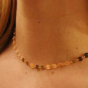Olivia Gold Choker Necklace | Gold Filled Disc Choker | Best Friend Birthday Gift | Everyday Gold Necklace | Dainty Choker Necklace