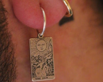 22 CARDS: Dainty Tarot Card Sterling Silver Hoop Earrings | Best Friend Gift | Statement Earrings | Tarot Card Earrings | Mystic Jewelry