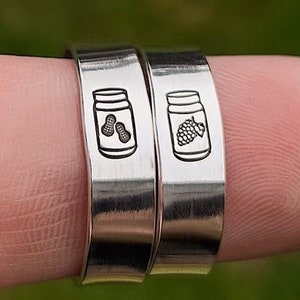 Matching 2 Ring Best Friend Peanut Butter & Jelly Ring Set | Pinky Promise | Best Friend Birthday Gifts | Rings for Sisters | Rings for 2
