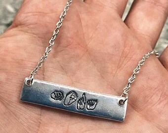 ASL Name Bar Necklace | American Sign Language Gift | ASL Fingerspelling | Sign Jewelry | Name Sign Jewelry | Finger Alphabet | Interpret