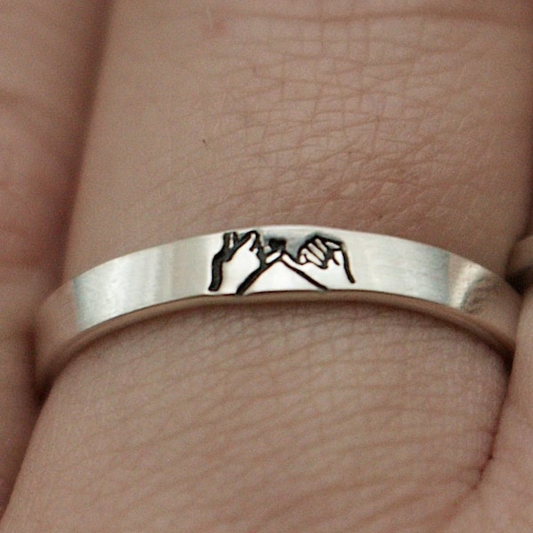 Tiny Pinky Swear Minimalistische Stapelring | Pinky Promise Ring | Beste vriend verjaardagscadeaus | Sierlijke Zilveren Ring | Koppels Belofte Ring