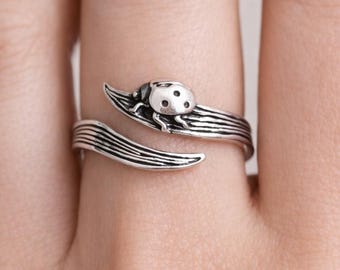 Lady Bug Ring | Good Luck Jewelry | Ladybug Lover | Lady Bug Jewelry | Small Ladybug Jewelry | Lady Bug on Grass Ring | Lady Bug Wrap Ring